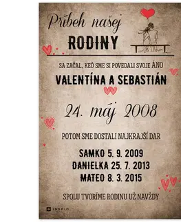 Obrazy s textom Obraz na stenu - Príbeh rodiny, hnedý