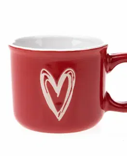 Hrnčeky a šálky Vianočný keramický hrnček Christmas heart II červená, 90 ml