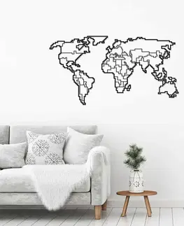 Bytové doplnky Kovová dekorácia na stenu SVETOVÁ MAPA, čierna