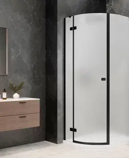Sprchové dvere POLYSAN - GLOBE BLACK štvrťkruhová sprchová zástena 900x1000, matné sklo, ľavá GB2910MLB