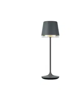 Lampy Stolná lampa tmavosivá vrátane LED IP65 nabíjateľná s nabíjacou stanicou - Bass