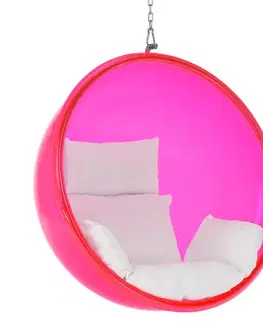 Závesné kreslá KONDELA Bubble Typ 1 závesné hojdacie kreslo ružová / biela / strieborná