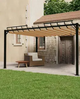 Záhradné pergoly Pergola s lamelovou strechou 3 x 4 m hliník / látka Dekorhome