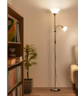 Lampy BRILAGI - Stojacia lampa ARIANA 1xE27/100W/230V + 1xE14/25W matný chróm 63052