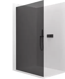 Sprchové dvere CERANO - Sprchová zástena Walk-in Crystal Ľ/P - 10 mm - bezvzperový systém - čierna matná, grafitové sklo - 160x200 CER-8050BD82699