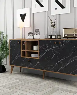 Komody Konzolový stolík Napoli - Black Marble