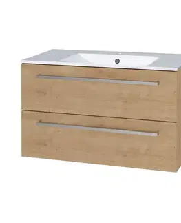 Kúpeľňový nábytok Mereo Bino, kúpeľňová skrinka s keramickým umývadlom 101 cm, dub Arlington CN622