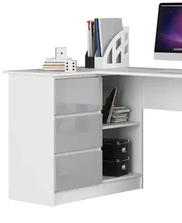Písacie stoly Moderný písací stôl SCYL155L, biely / metalický lesk
