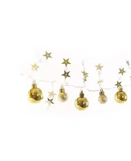 Vianočné osvetlenie  DCGW11 20 LED girlanda zlaté gule s hviezdami 1,9 cm 2x AA vnútorná teplá biela