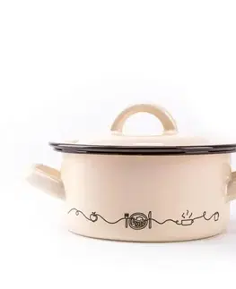 Hrnce Kinekus Kastról smaltovaný s pokrievkou, 18cm/2,0L, dekor Linea
