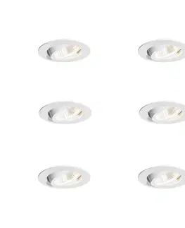 Zapustené svietidlá Sada 6 zapustených bodových svetiel biela 6,8 cm vrátane LED 545 lm stmievateľné IP65 - Gaius