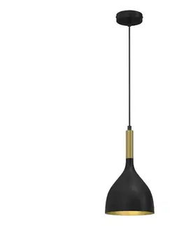 Svietidlá  Luster na lanku NOAK 1xE27/15W/230V čierna/zlatá 3890