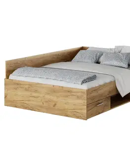 Postele KONDELA Boat 140 posteľový rám s úložným priestorom dub artisan