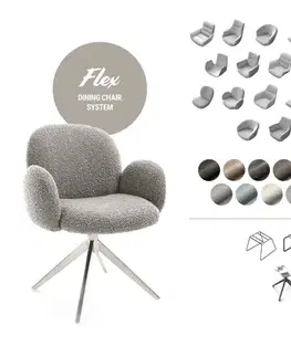 Jedálenské stoličky DELIFE Otočná jedálenská stolička Vinja-Flex taupe vintage krížová podstava zúžená čierna otočná o 180°