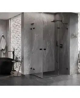 Sprchovacie kúty MEXEN/S - Lunar L Duo sprchovací kút dvere krídlové pravá 120 x 115, transparent, čierna 834L-120P-115L-70-00