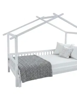 Postele KONDELA Kesio montessori posteľ s prístelkou 90x200 cm biela
