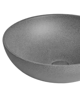 Umývadlá SAPHO - TURF betónové umývadlo na dosku vrátane výpuste, priemer 44cm, čierny granit AR436