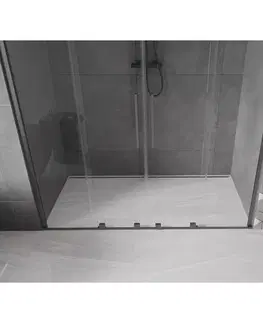 Sprchovacie kúty MEXEN/S - Velar Duo posuvné sprchové dvere 170, transparent, šedá kartáčovaná 871-170-000-02-66