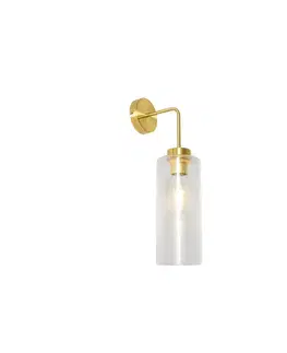 Nástenné osvetlenie Art Deco nástenná lampa zlatá so sklom - Laura