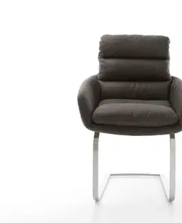 Jedálenské stoličky DELIFE Jedálenská stolička Abelia-Flex s opierkami mikrovlákno antracit vintage jedálenská stolička plochý nerezová oceľ