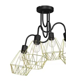 Svietidlá  Prisadený luster BERGEN 4xE27/60W/230V čierna/zlatá 0316