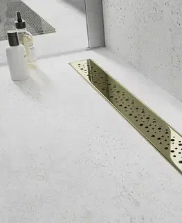 Sprchovacie kúty MEXEN/S - Flat M12 odtokový žľab 70 cm zlatý 1521070-15