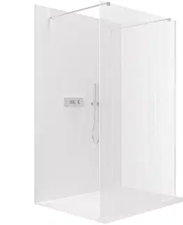 Sprchové dvere CERANO - Sprchová zástena Walk-in Onyx Duo Ľ/P - 8 mm - hranatá vzpera - chróm, ryhované sklo - 120x200 CER-8050BD1919
