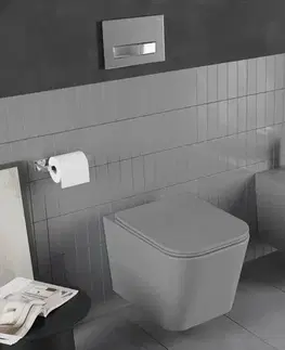 Záchody MEXEN - Teo Závesná WC misa Rimless vrátane sedátka s slow, Duroplast, svetlo šedá mat 30854061