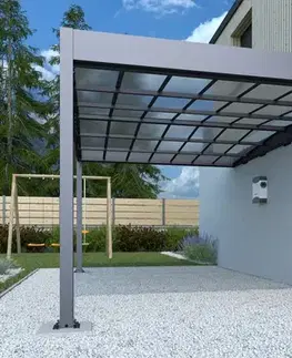 Záhradné domčeky Kovový prístrešok / carport k stene 315 x 502 cm Dekorhome