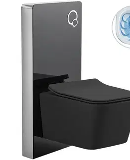 Záchody CERANO - Kompletný WC set Modul/Forte - čierna matná - integrované WC tlačidlo - pneumatický modul - 51x36 CER-979851