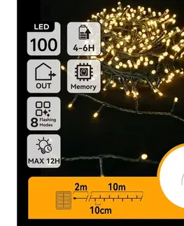 LED osvetlenie  B.V.  - LED solárny svetelný reťazec 100xLED/8 režimov 12m IP65 teplá biela B10201K78