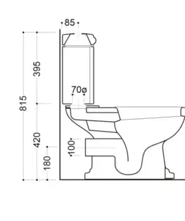 Záchody KERASAN - RETRO WC kombi misa 38,5x72cm, zadný odpad, biela 101301