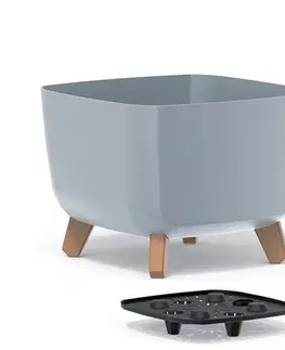 Kvetináče a truhlíky NABBI DGQL300 plastový kvetináč na nožičkách 29 cm svetlosivá