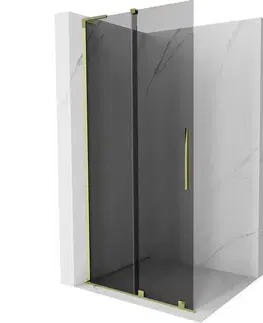 Sprchové dvere MEXEN/S - Velar L Sprchová zástena posuvná Walk-in 90 x 200, grafit 8 mm, zlato 871-090-003-43-50