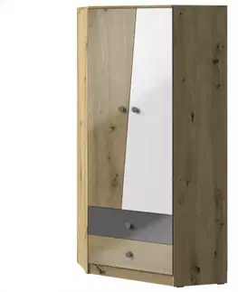Šatníkové skrine Skriňa rohová Nero 02  87 – Šedá Lesk