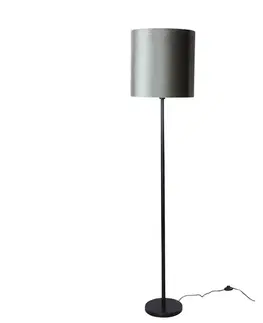 Stojace lampy Stojacia lampa čierna so zeleným zamatovým tienidlom 40 cm - Simplo
