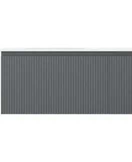 Kúpeľňový nábytok MEXEN/S - Rivel kúpeľňová skrinka 120 cm s umývadlom Vela ľavá, 1S, 1D, reliéf, grafit mat/biela mat 91A23-12047-3-BBFF66-W23L01