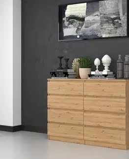 Komody a skrinky Široká komoda so zásuvkami WALMA M8 140, dub artisan