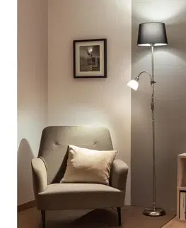 Lampy BRILAGI - Stojacia lampa CERIA 1xE27/100W/230V + 1xE14/25W matný chróm/čierna 1xBG2826+1xEG781038