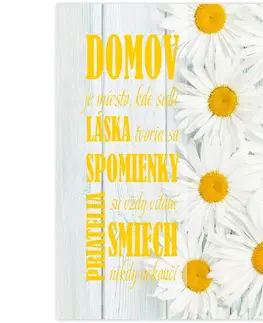 Obrazy s textom Obraz v ráme s textom - Domov kvietky