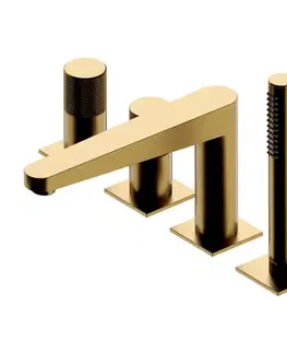 Kúpeľňové batérie OMNIRES - CONTOUR vaňová batéria 4-otvorová zlatá kartáčovaná /GLB/ CT8032GLB