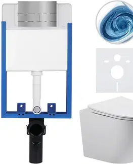 Záchody CERANO - Kompletný WC set Profi/Cesso - biela matná - WC tlačidlo Line/Nerez - na zamurovanie - 49x36 CER-8050BD84370