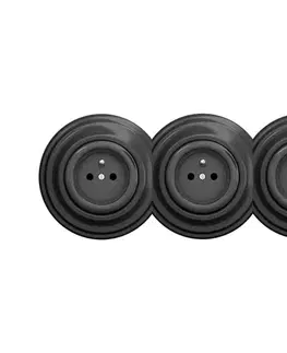 Predlžovacie káble lap - Trojitá retro domová zásuvka s rámikom 230V antracit KA0045+2xKA0044+3xKA0042