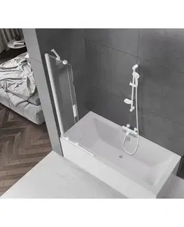 Sprchové dvere MEXEN/S - Velar Dvojkrídlová posuvná vaňová zástena 70 x 150, transparent, biela 896-070-000-01-20