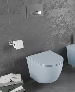 Záchody MEXEN - Lena Závesná WC misa Rimless vrátane sedátka s slow, Duroplast, šedomodrá mat 30224069