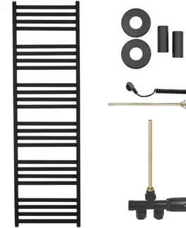 Doplnky do kúpeľne CERANO - Koupelnový radiátorový set Fulgidus - kombinované vytápění, termo tyč - boční jednobodové připojení - 600W - černá matná - 1800x530 mm CER-663808
