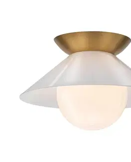 Svietidlá Elstead Quintiesse QN-SAUCER-FM-AB-OPAL - Stropné svietidlo SAUCER 1xE27/40W/230V zlaté QN-SAUCER-FM-AB-OPAL