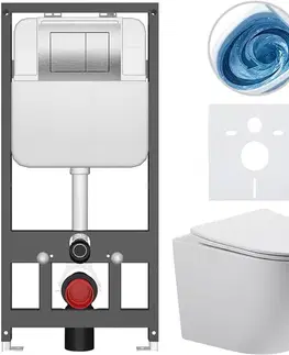 Záchody CERANO - Kompletný WC set Basic/Cesso - biela lesklá - WC tlačidlo Maxio/Strieborná - závesné - predstenová inštalácia - 49x36 CER-8050BD85998