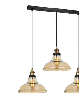 Svietidlá  MDM-2381/3 GD+AMB - Luster na lanku HUBERT 3xE27/40W/230V MDM-2381/3 GD+AMB