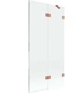 Sprchové dvere MEXEN/S - Lunar vaňová zástena 2-krídlová pravá 90 x 150, transparent, meď kartáčovaná 897-090-100-65-00-P